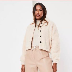 Missguided petite cropped teddy jacket